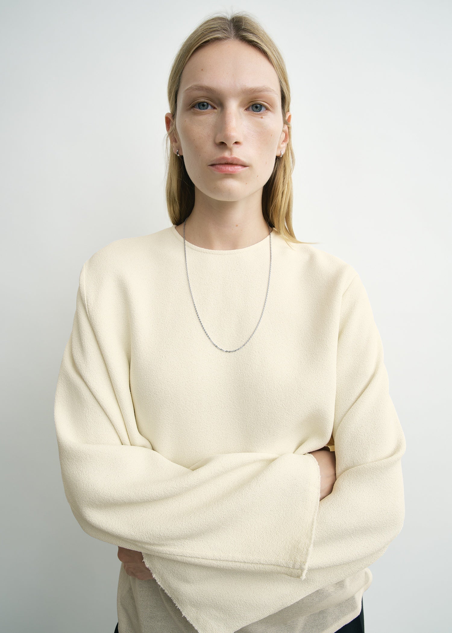 Cropped sablé blouse macadamia