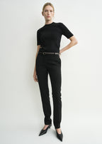 Low-waist slim evening trousers black petite