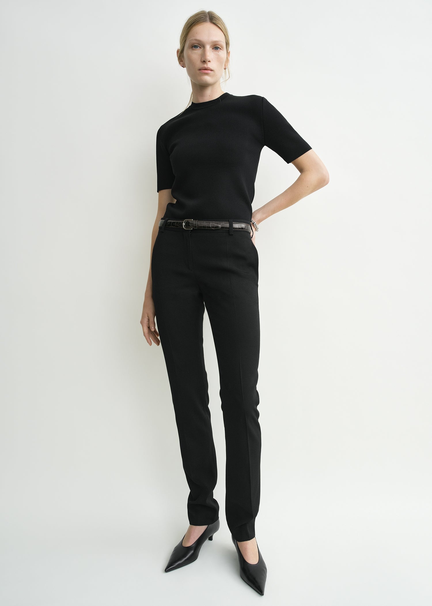 Low-waist slim evening trousers black petite from Toteme - $640
