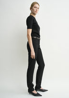 Low-waist slim evening trousers black petite