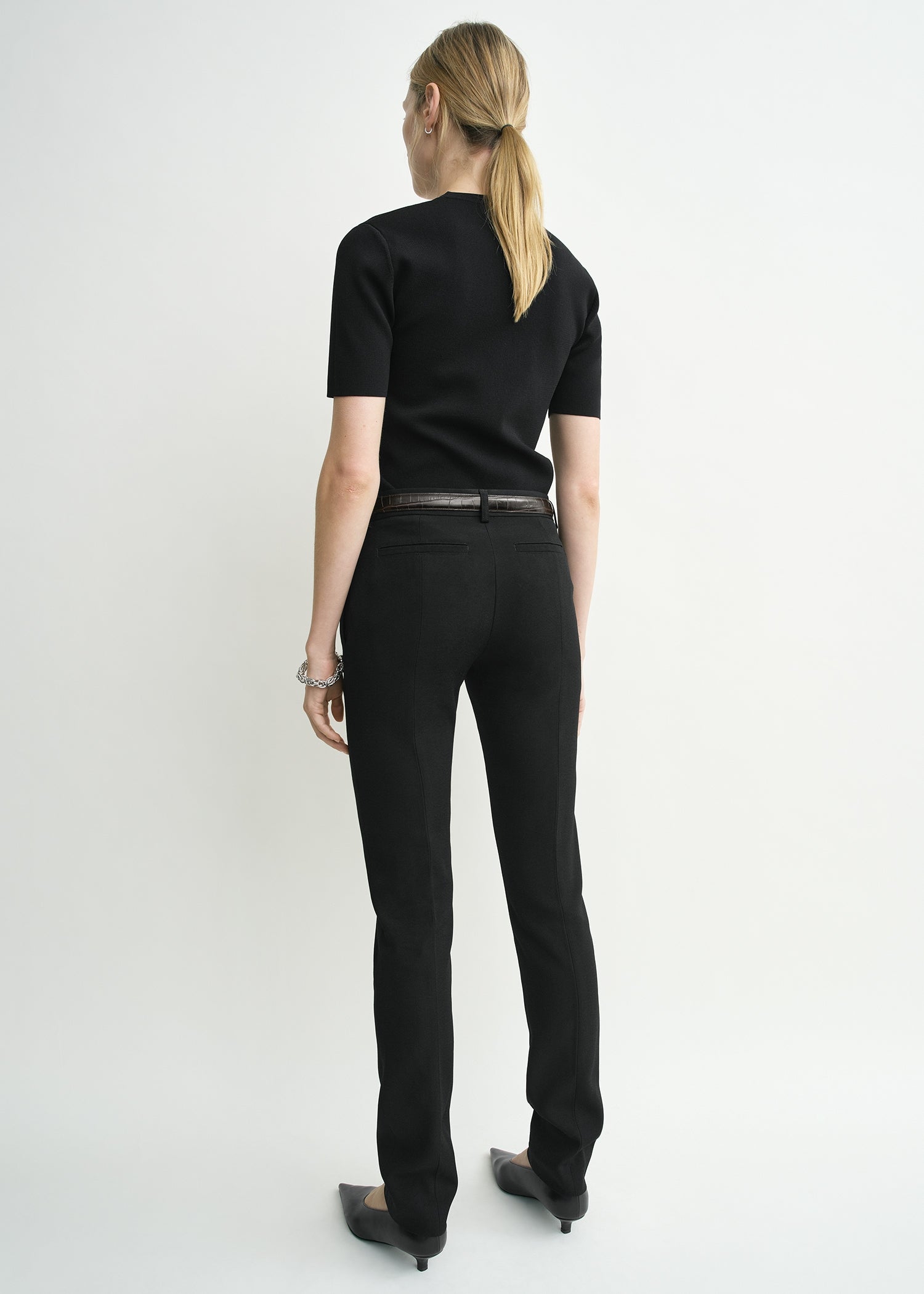 Low-waist slim evening trousers black