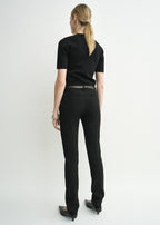 Low-waist slim evening trousers black petite