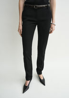 Low-waist slim evening trousers black petite