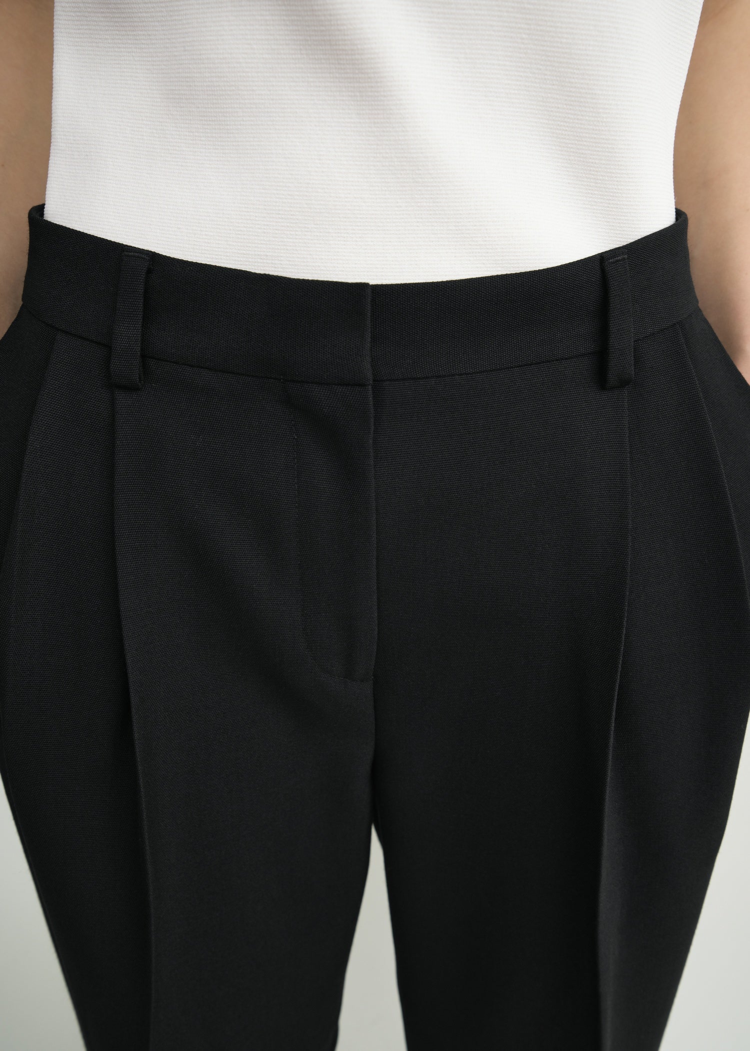 Double-pleat tailored trousers black petite