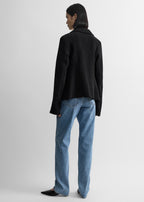 Raw hem cotton jacket black