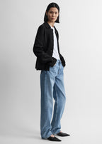 Raw hem cotton jacket black