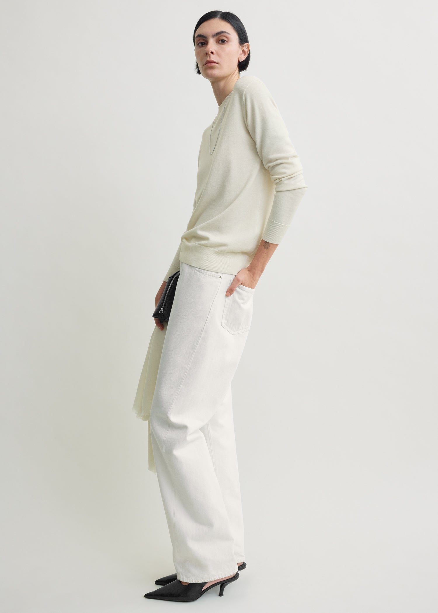 Fine crew knit ecru – TOTEME