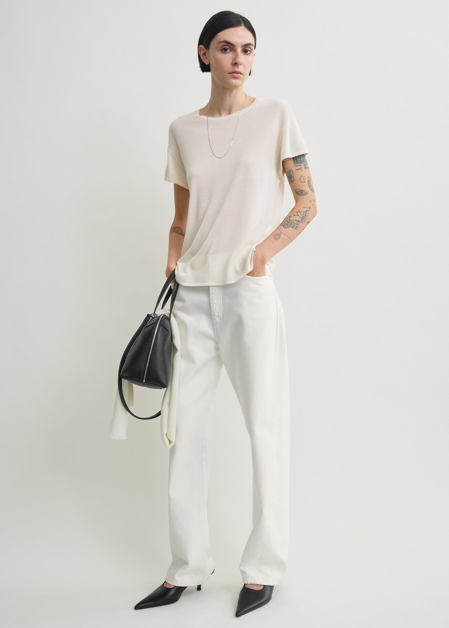 Silk tee ecru