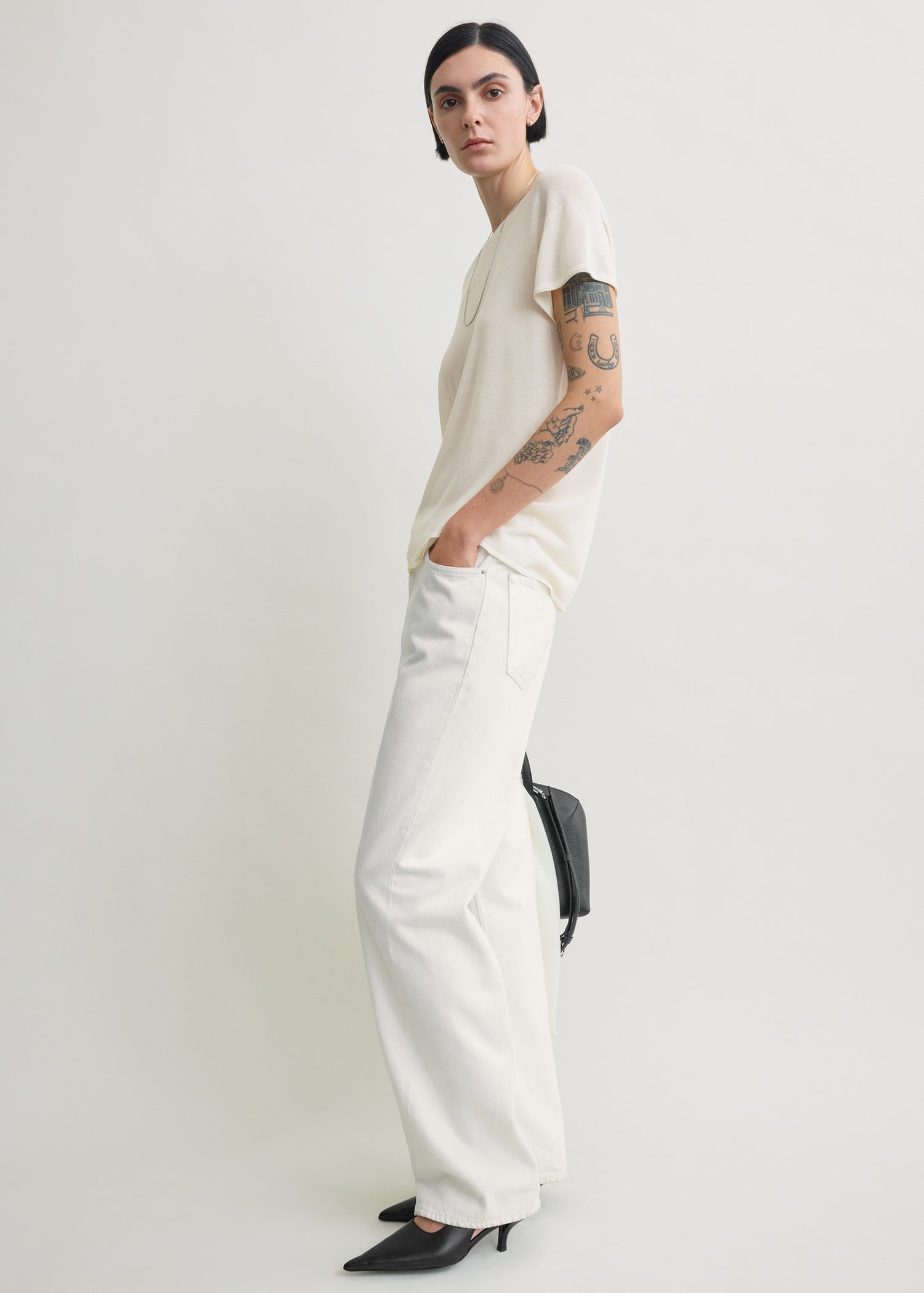Silk tee ecru