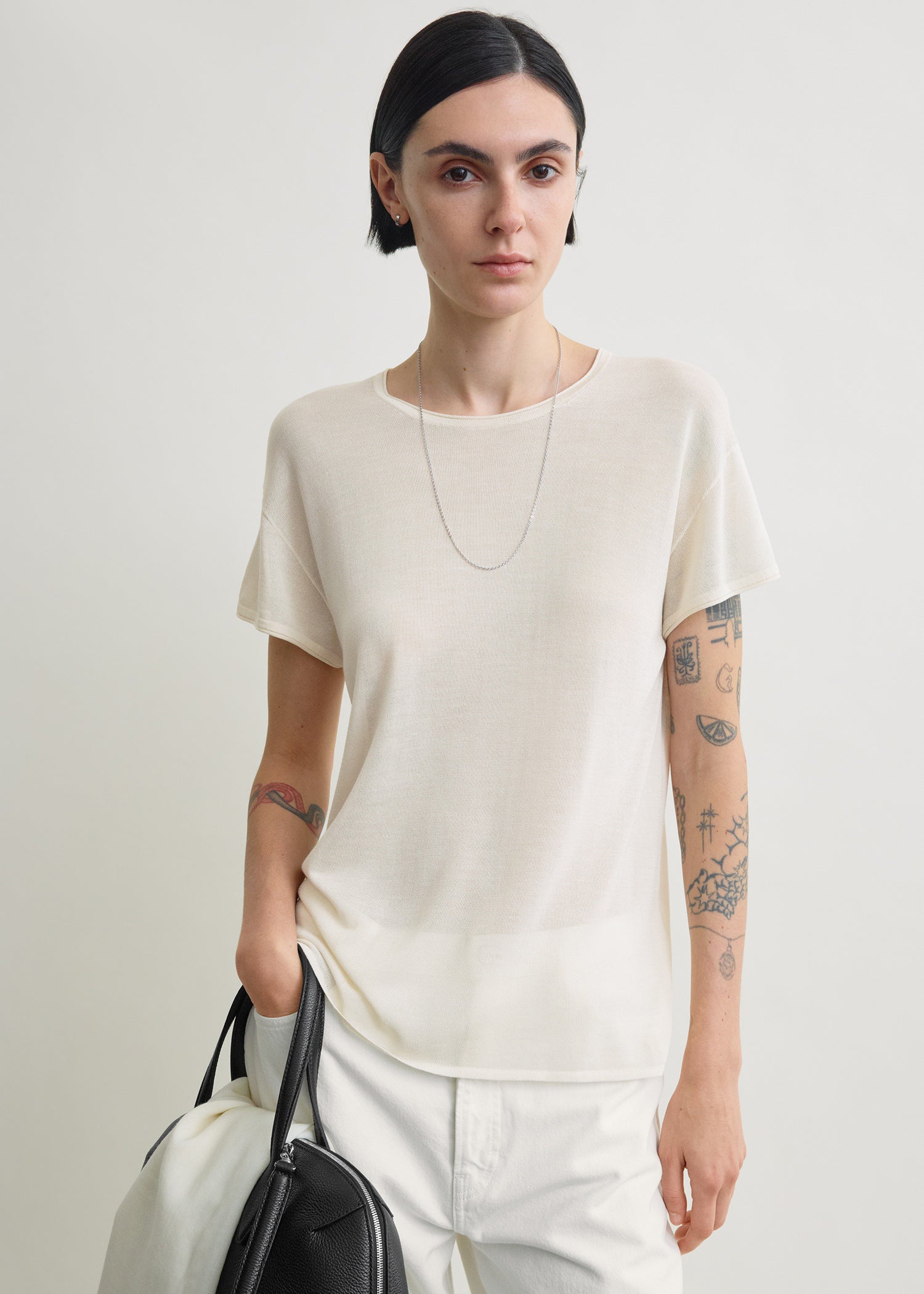 Silk tee ecru