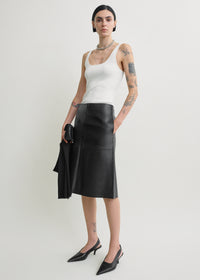 Paneled leather skirt black