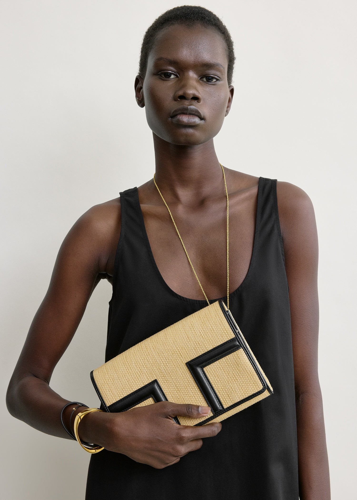 T-flap woven envelope natural/black