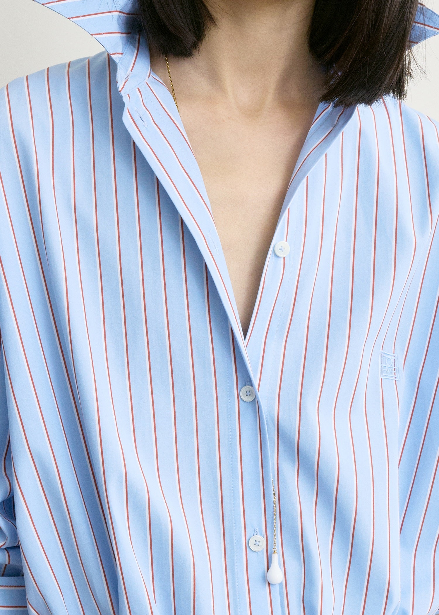 Striped shirtdress pale blue/red petite