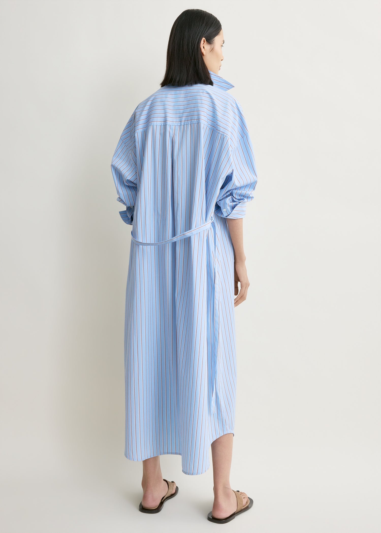 Striped shirtdress pale blue/red petite