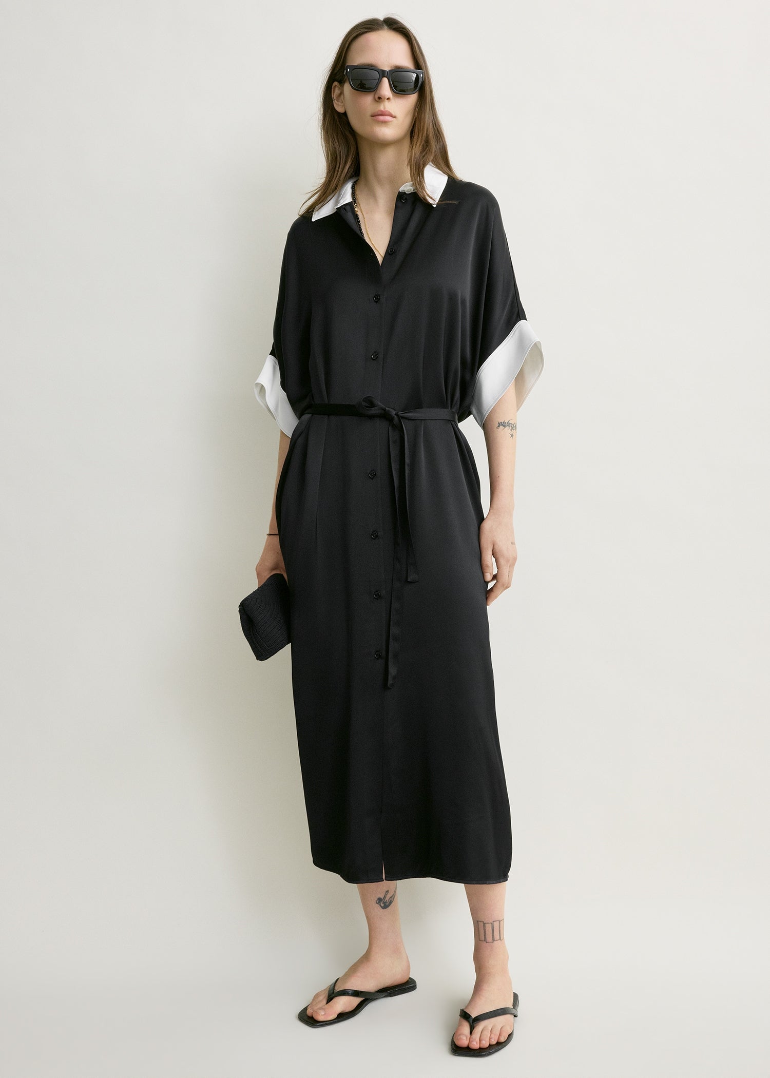 Satin shirtdress black