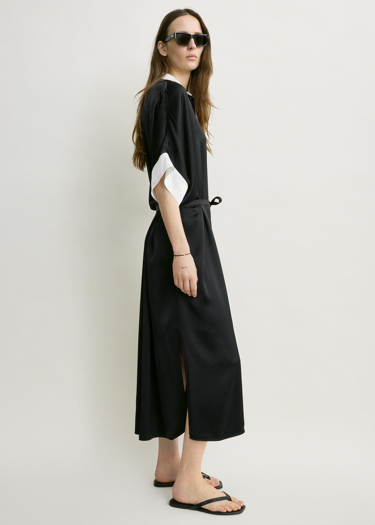 Satin shirtdress black