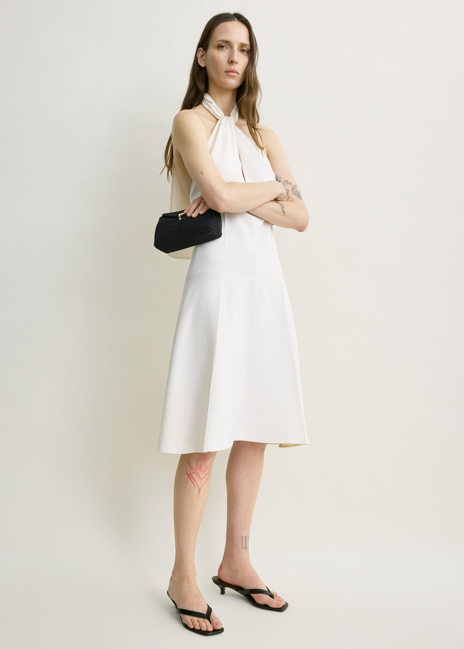 Twist halter dress ecru