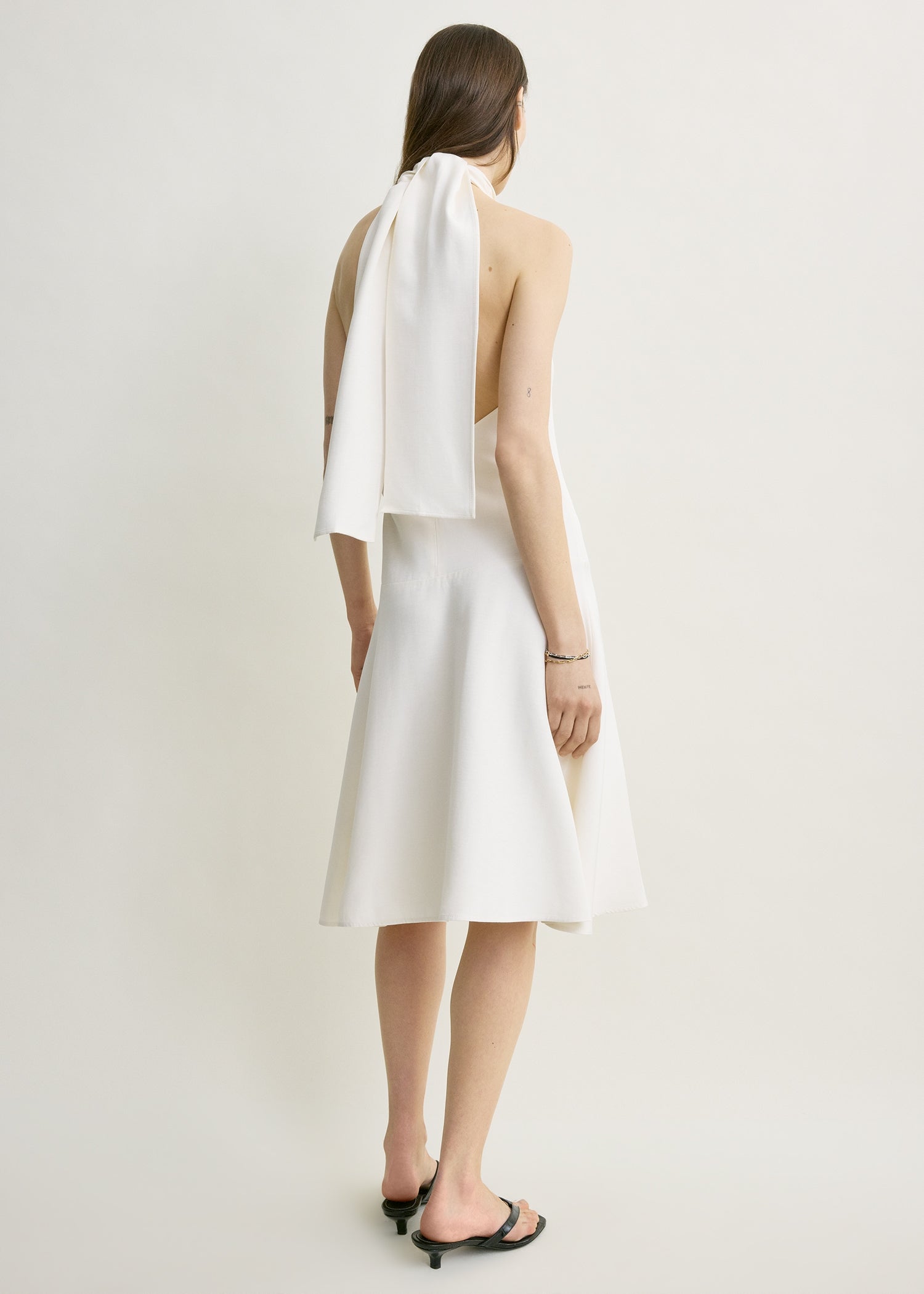 Twist halter dress ecru