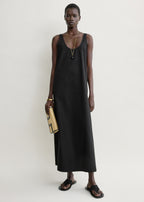 Scoop poplin dress black