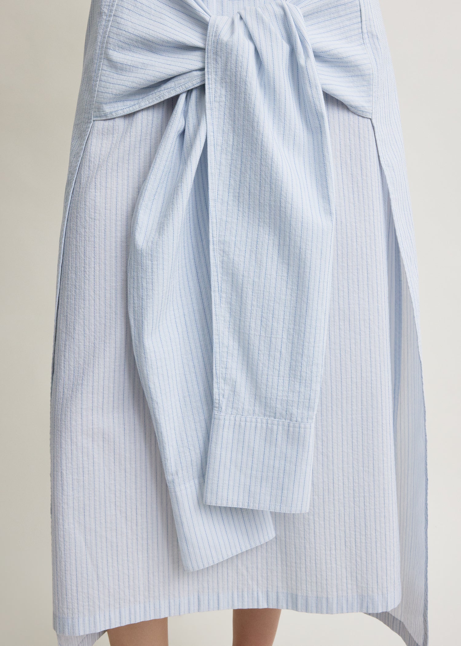 Striped tie-sleeve dress blue/white