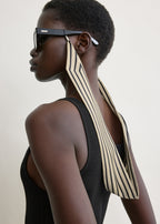 Striped sunglasses scarf ecru/black