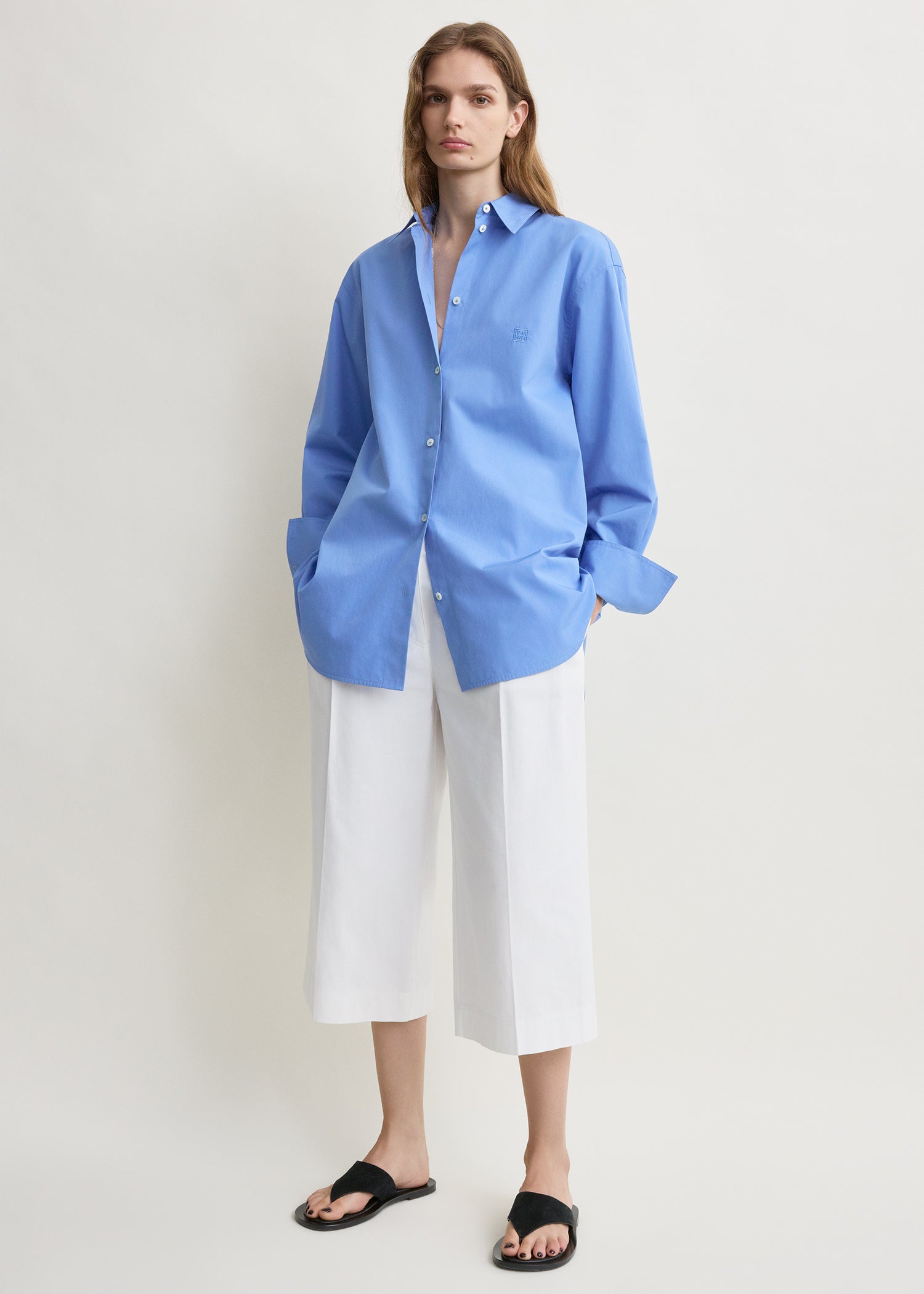 Cotton summer shirt cornflower petite