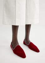 Velvet venetian slippers red