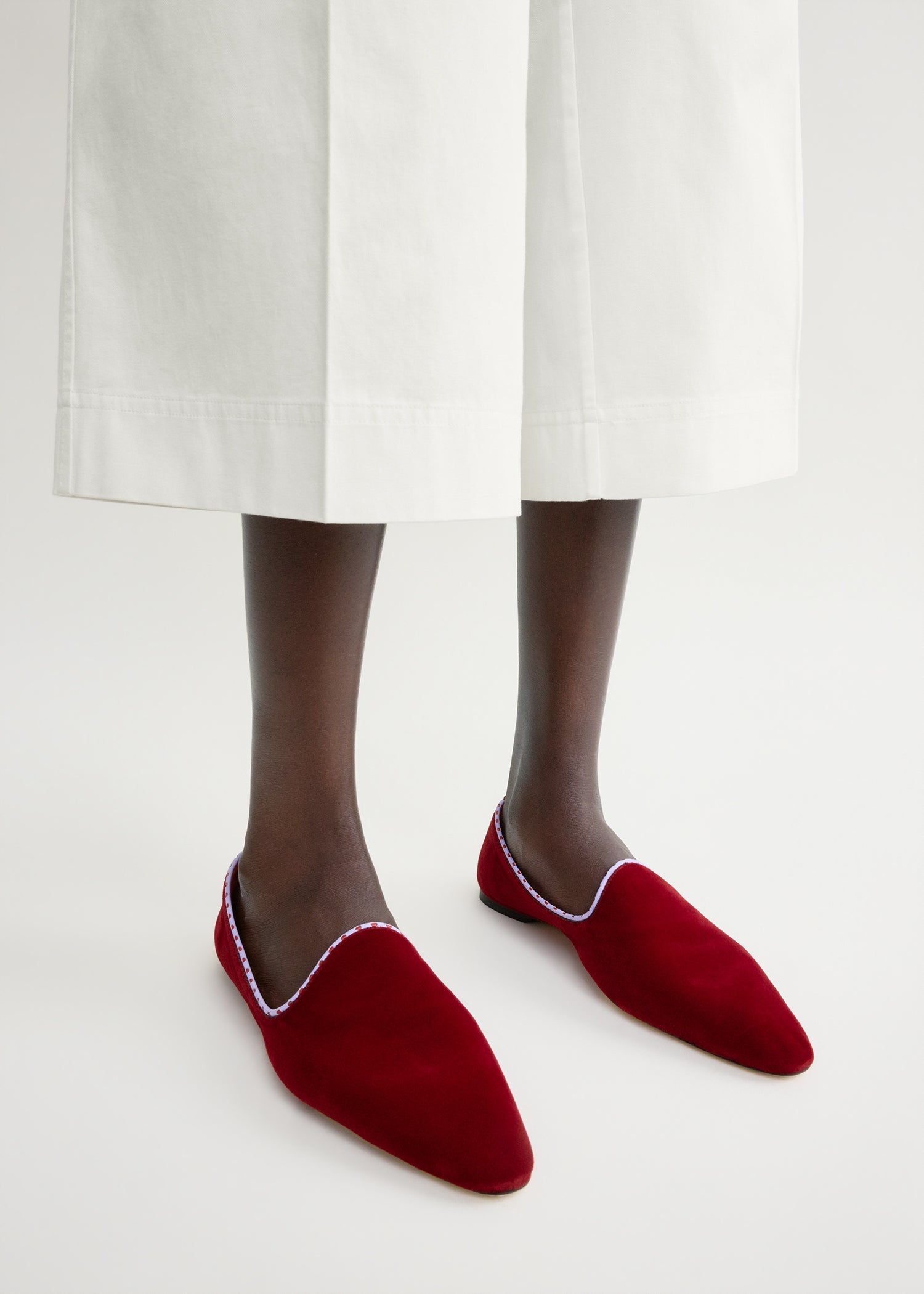 Velvet venetian slippers red