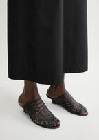 Summer woven mules black