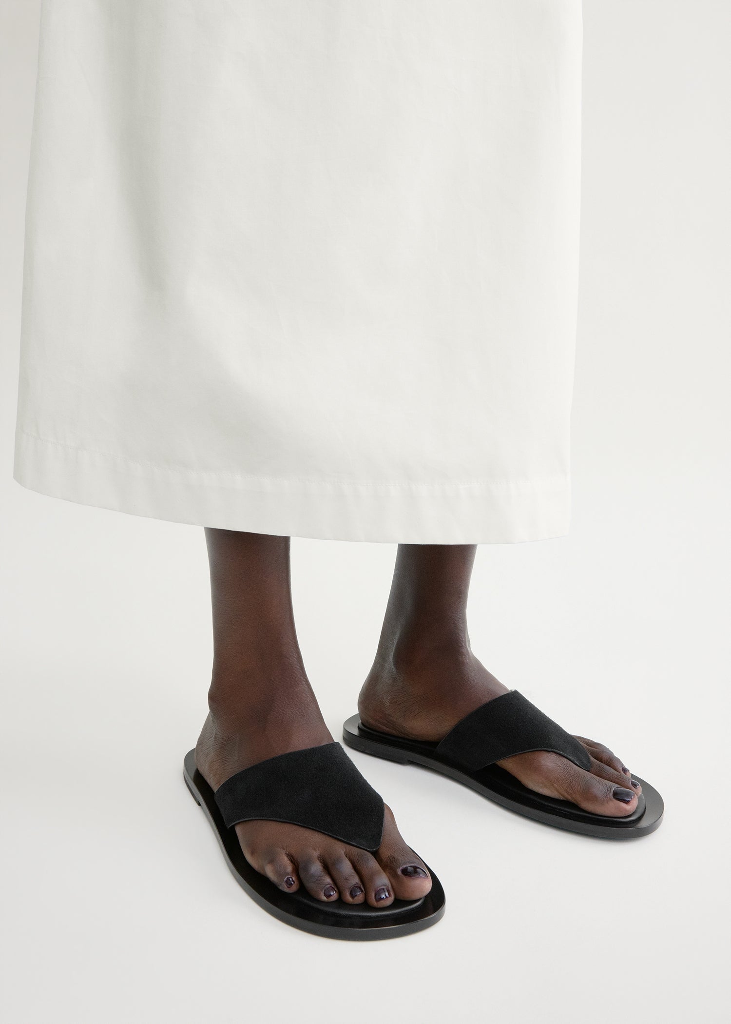 T-bar suede sandals black