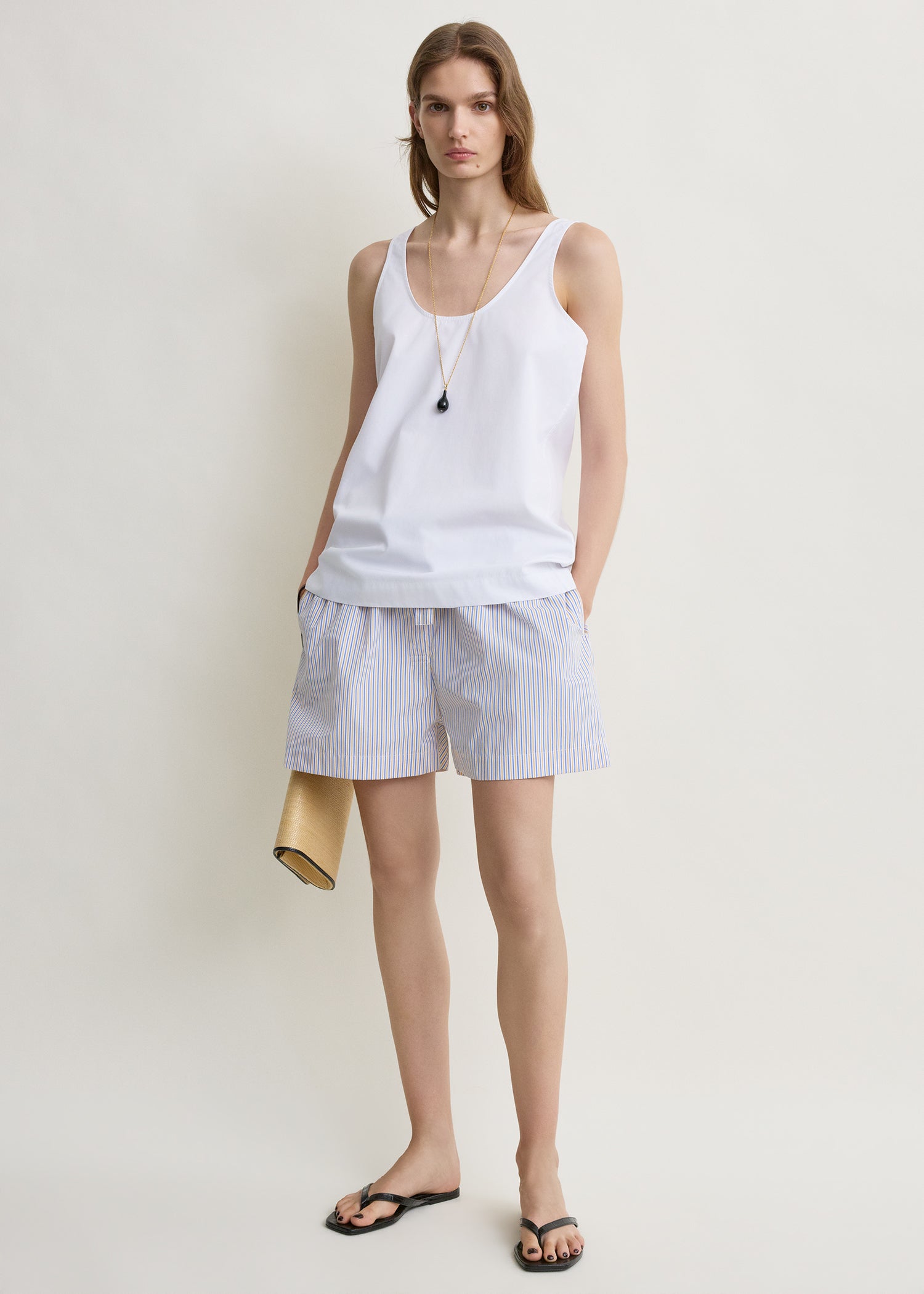Striped summer shorts blue/yellow