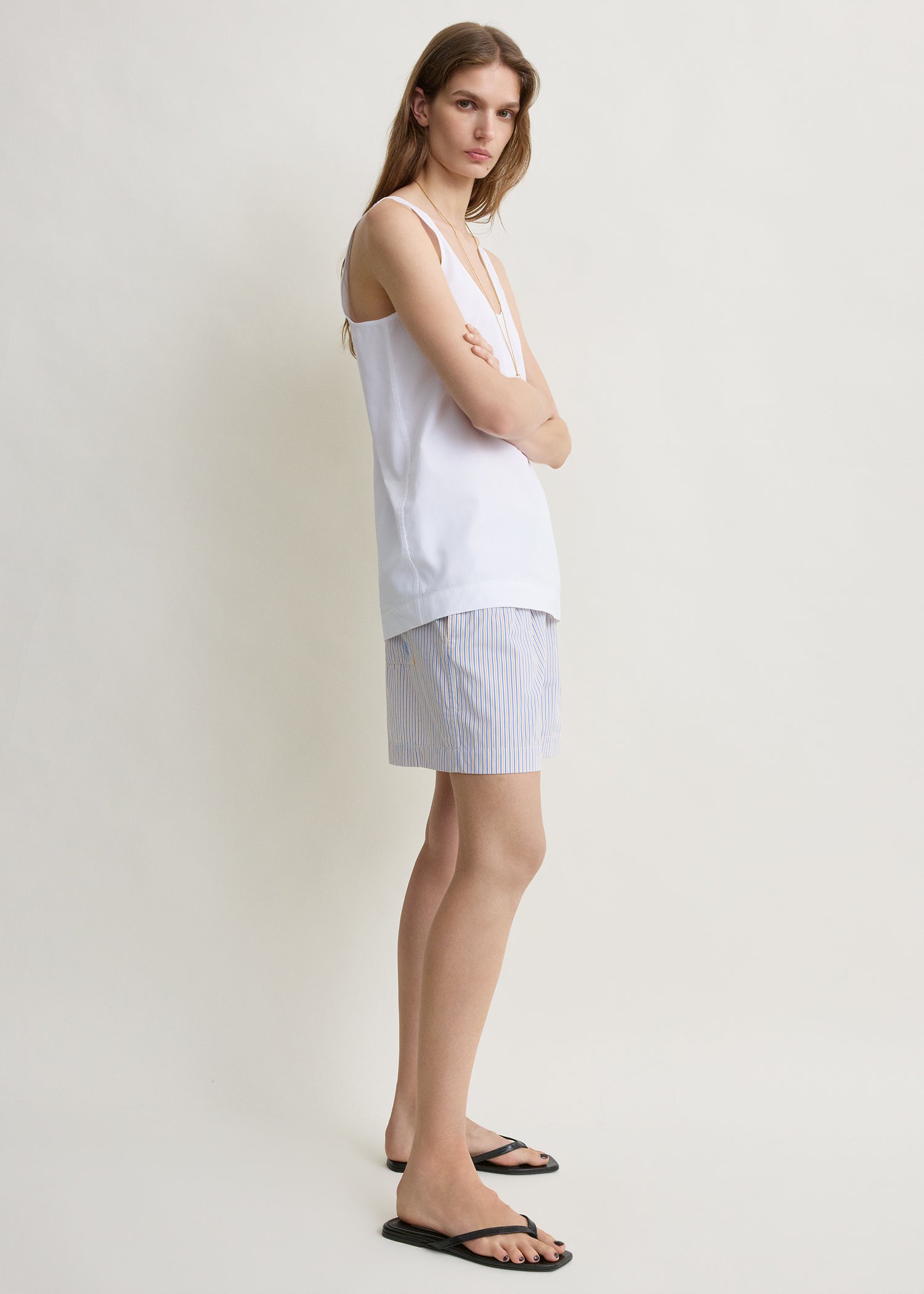 Striped summer shorts blue/yellow
