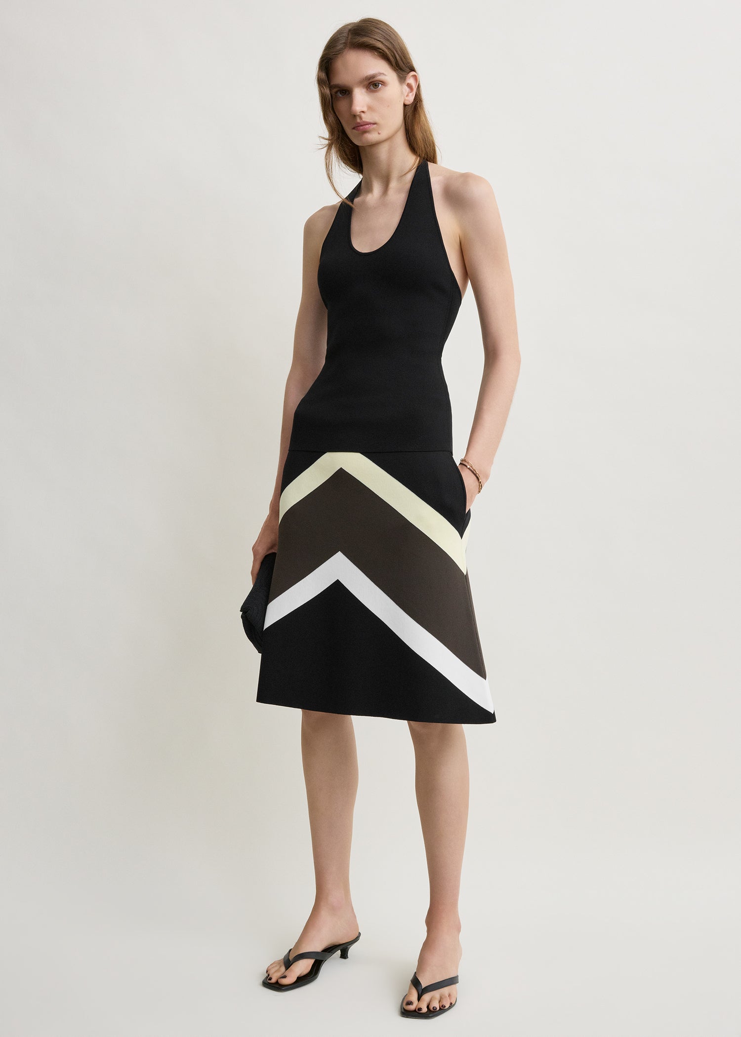 Chevron stripe skirt black/green