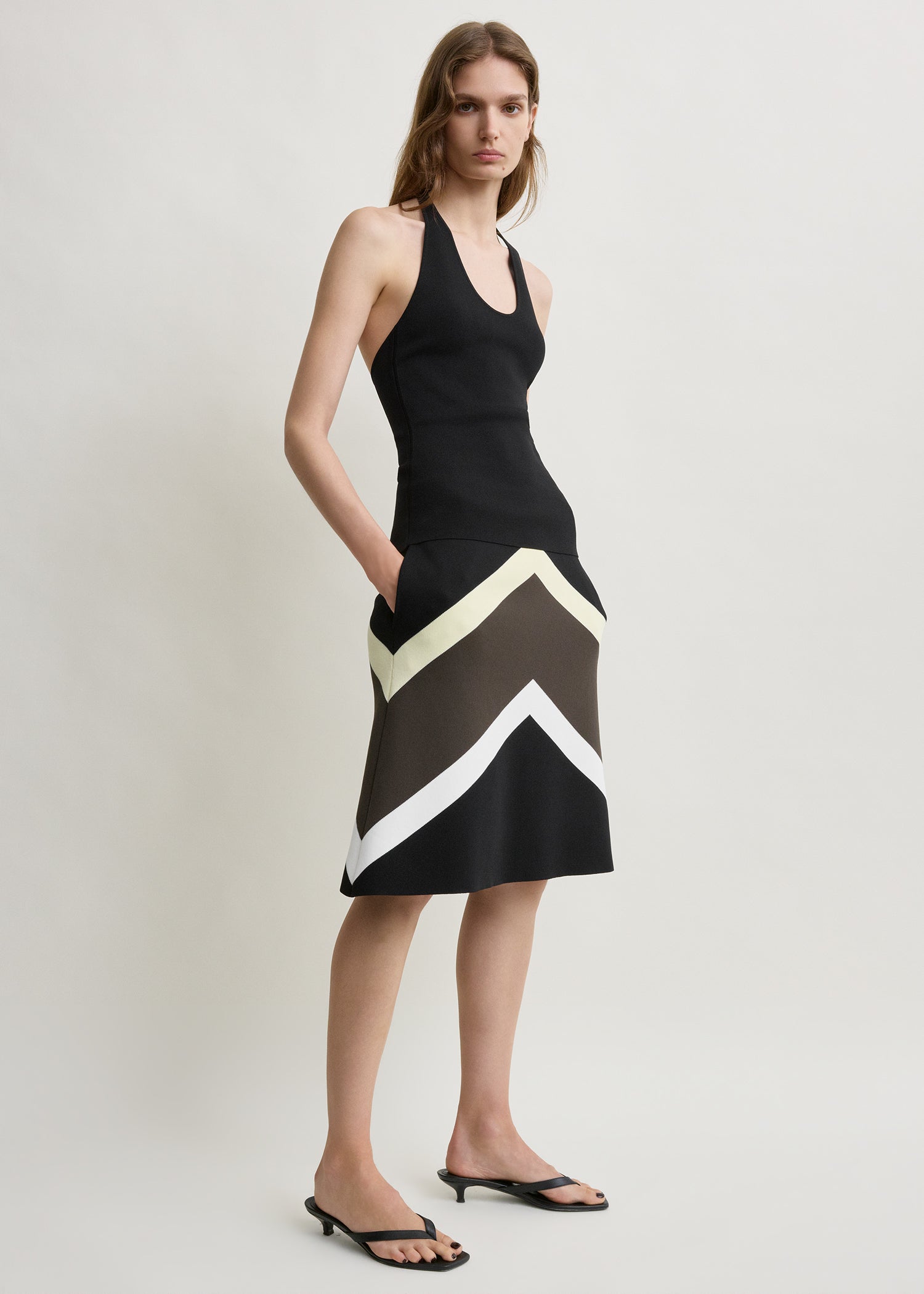 Chevron stripe skirt black/green