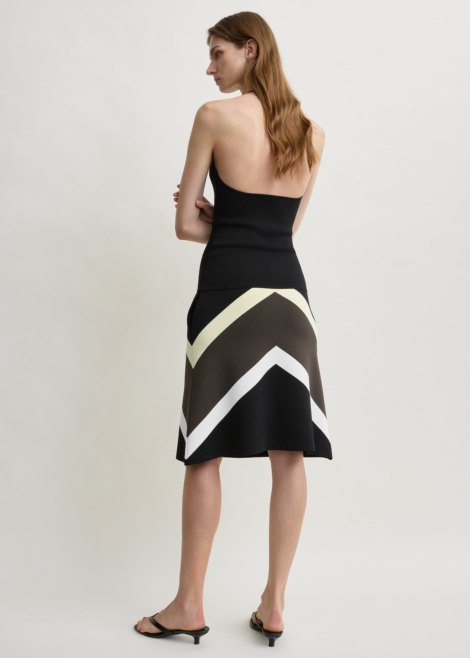Chevron stripe skirt black/green
