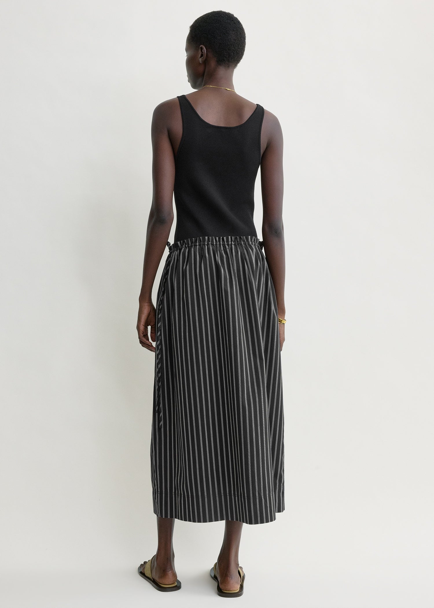 Striped drawstring skirt black/white