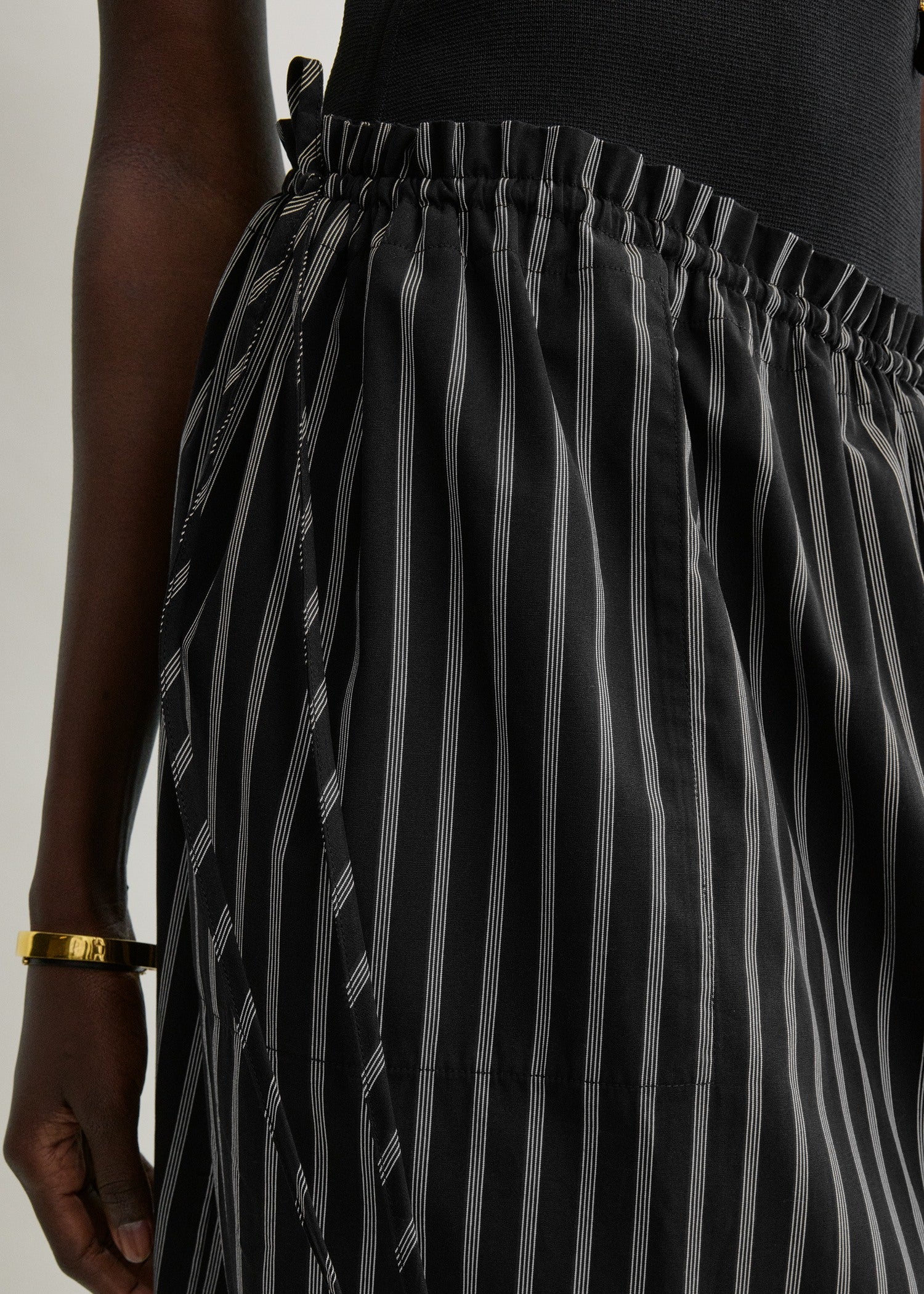 Striped drawstring skirt black/white