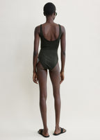 Monogram pointelle swimsuit dark green