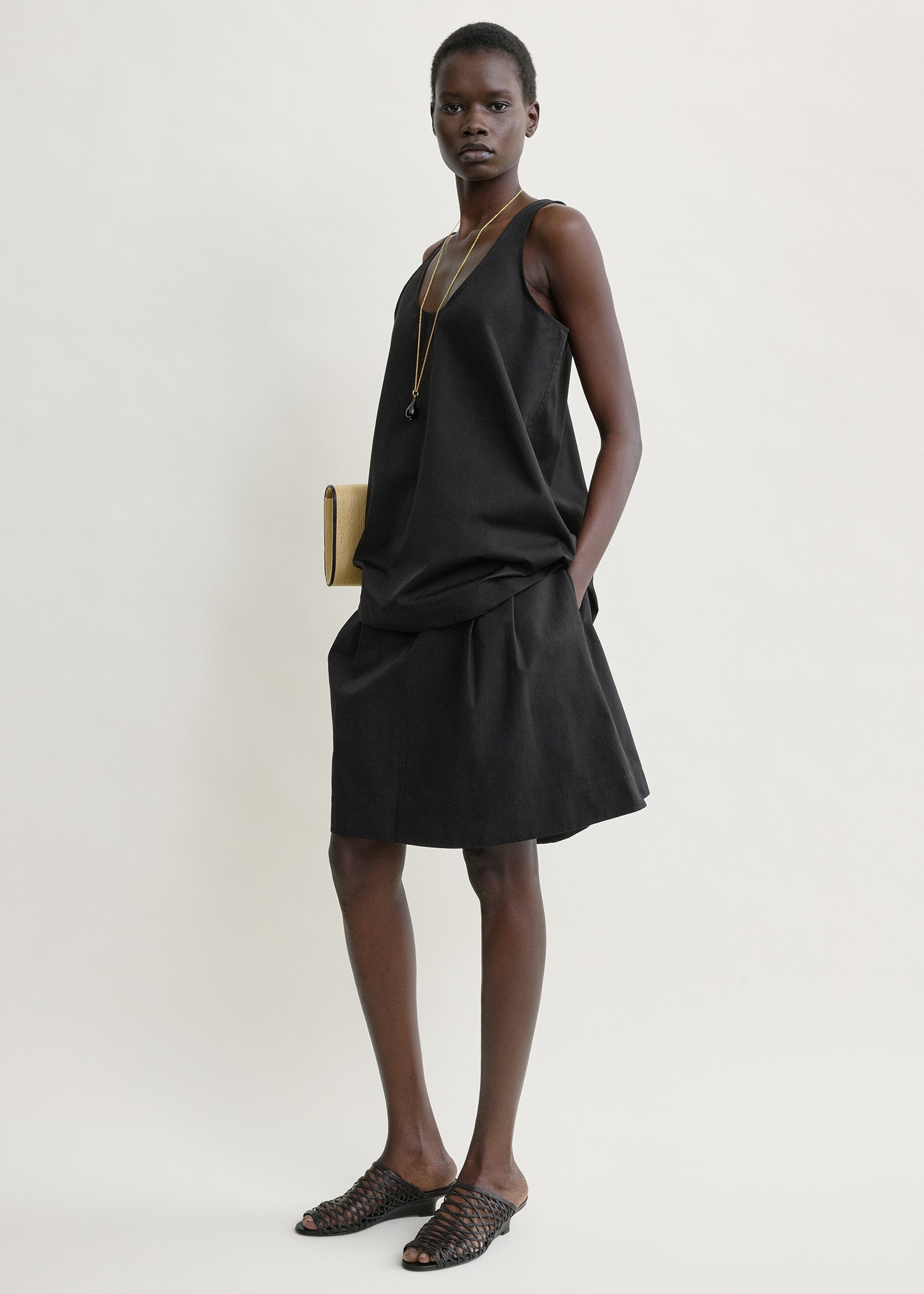 Scoop poplin tank black