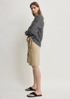Stripe jersey long-sleeve tee black/white