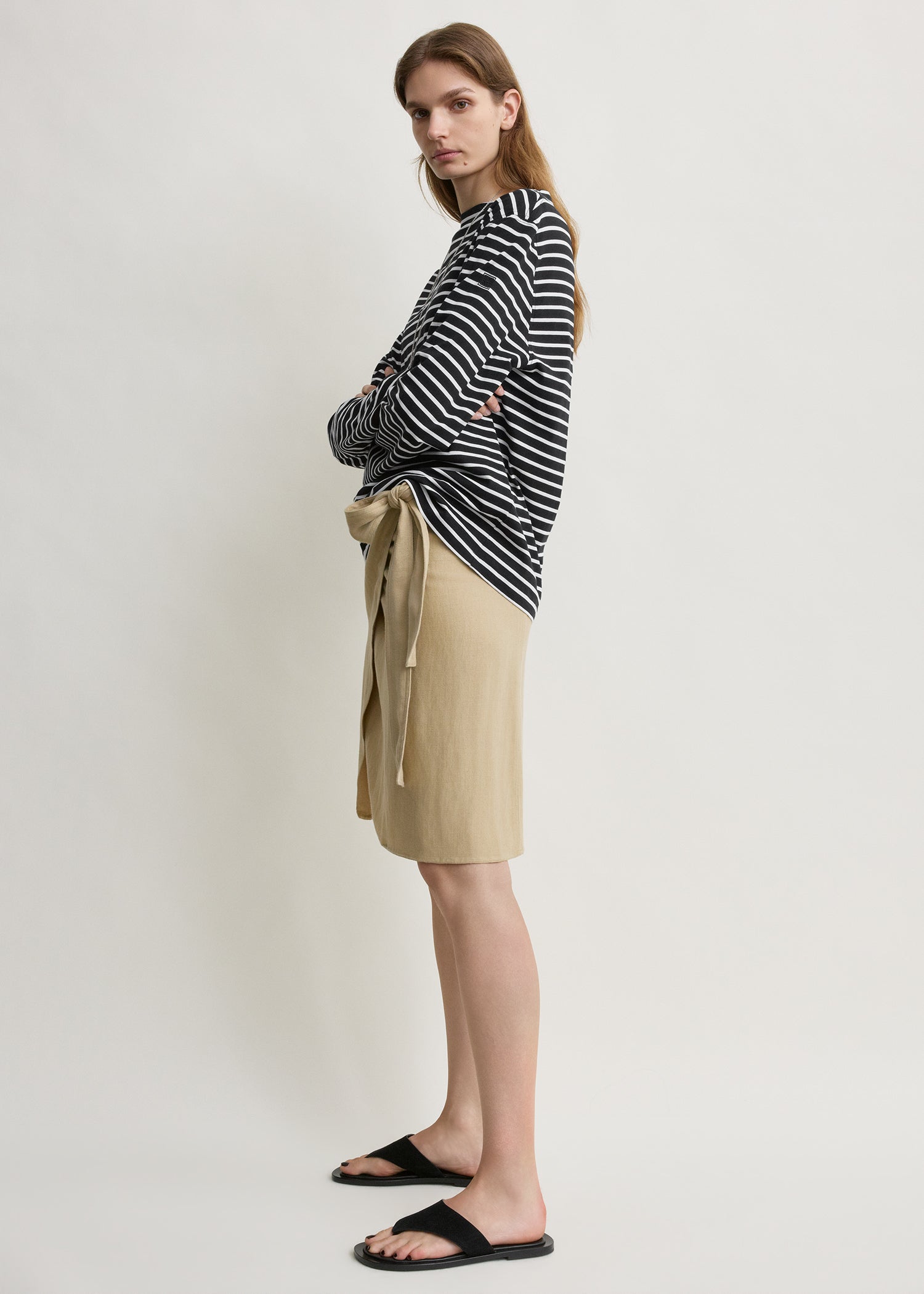 Stripe jersey long-sleeve tee black/white