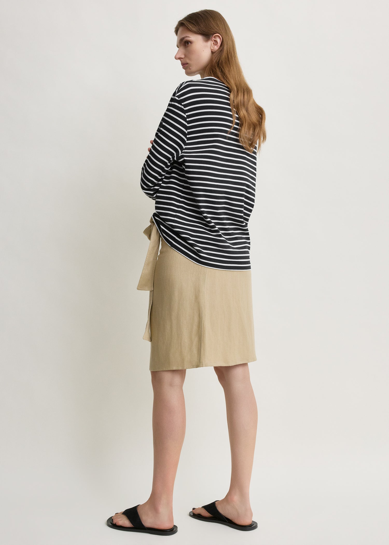 Stripe jersey long-sleeve tee black/white
