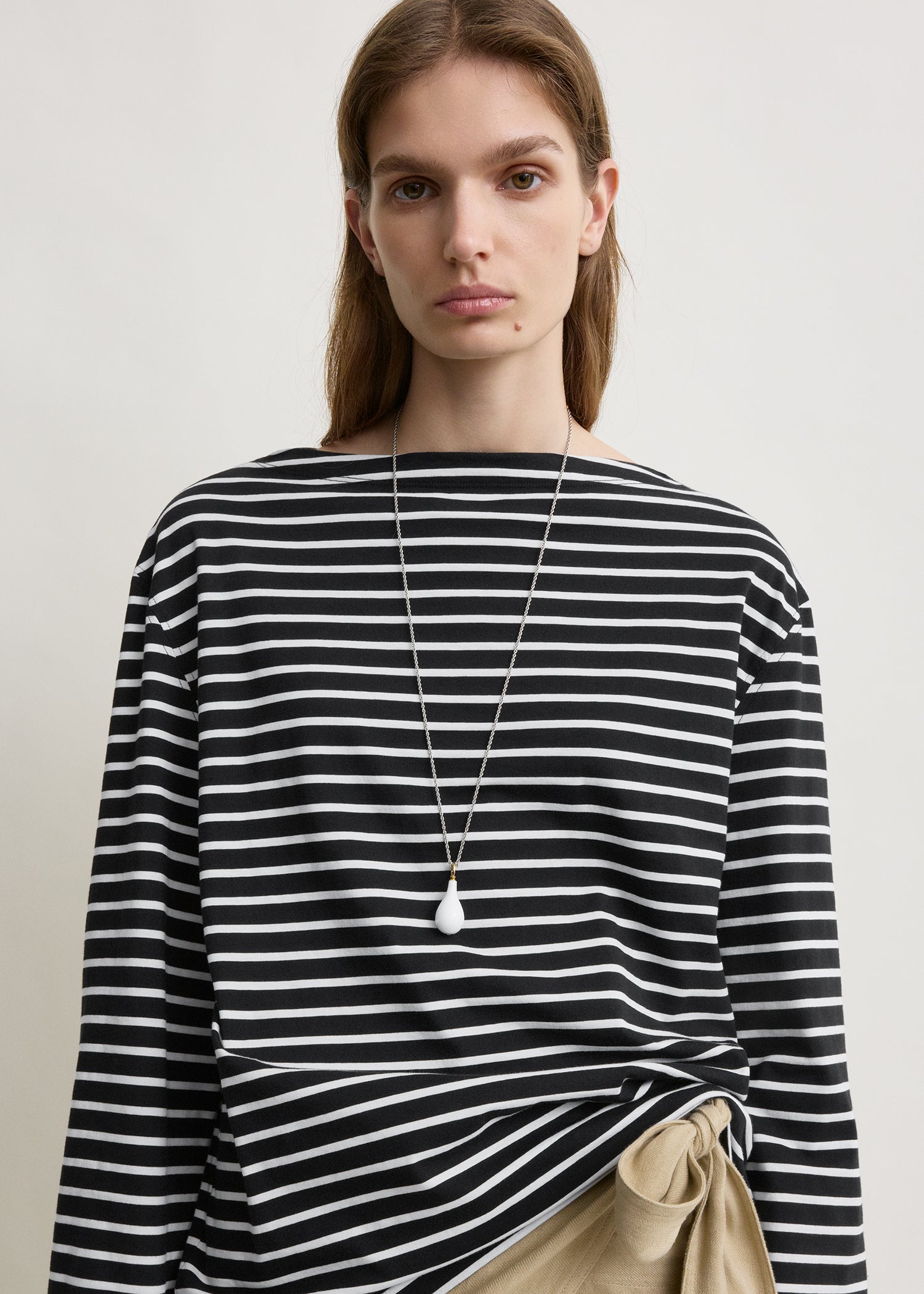 トップス plllllleeeasse stripe long sleeve tee Stripe jersey long-sleeve tee black/white – TOTEME