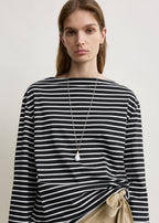 Stripe jersey long-sleeve tee black/white