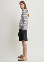 Stripe jersey long-sleeve tee white/black