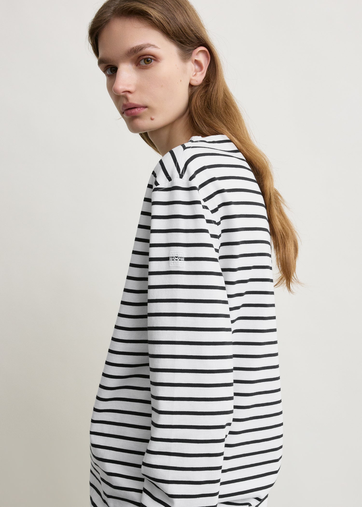 Stripe jersey long-sleeve tee white/black