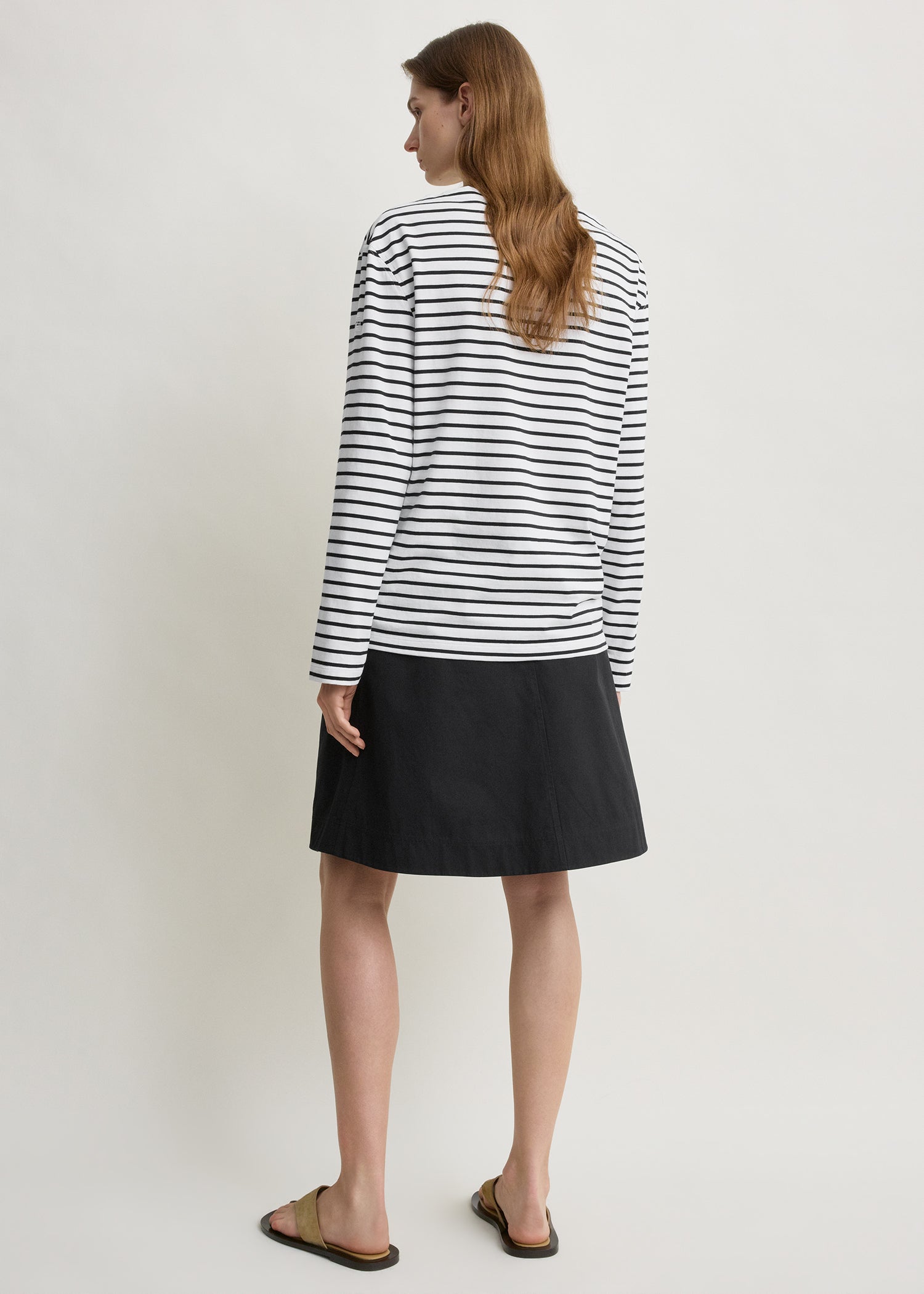 Stripe jersey long-sleeve tee white/black