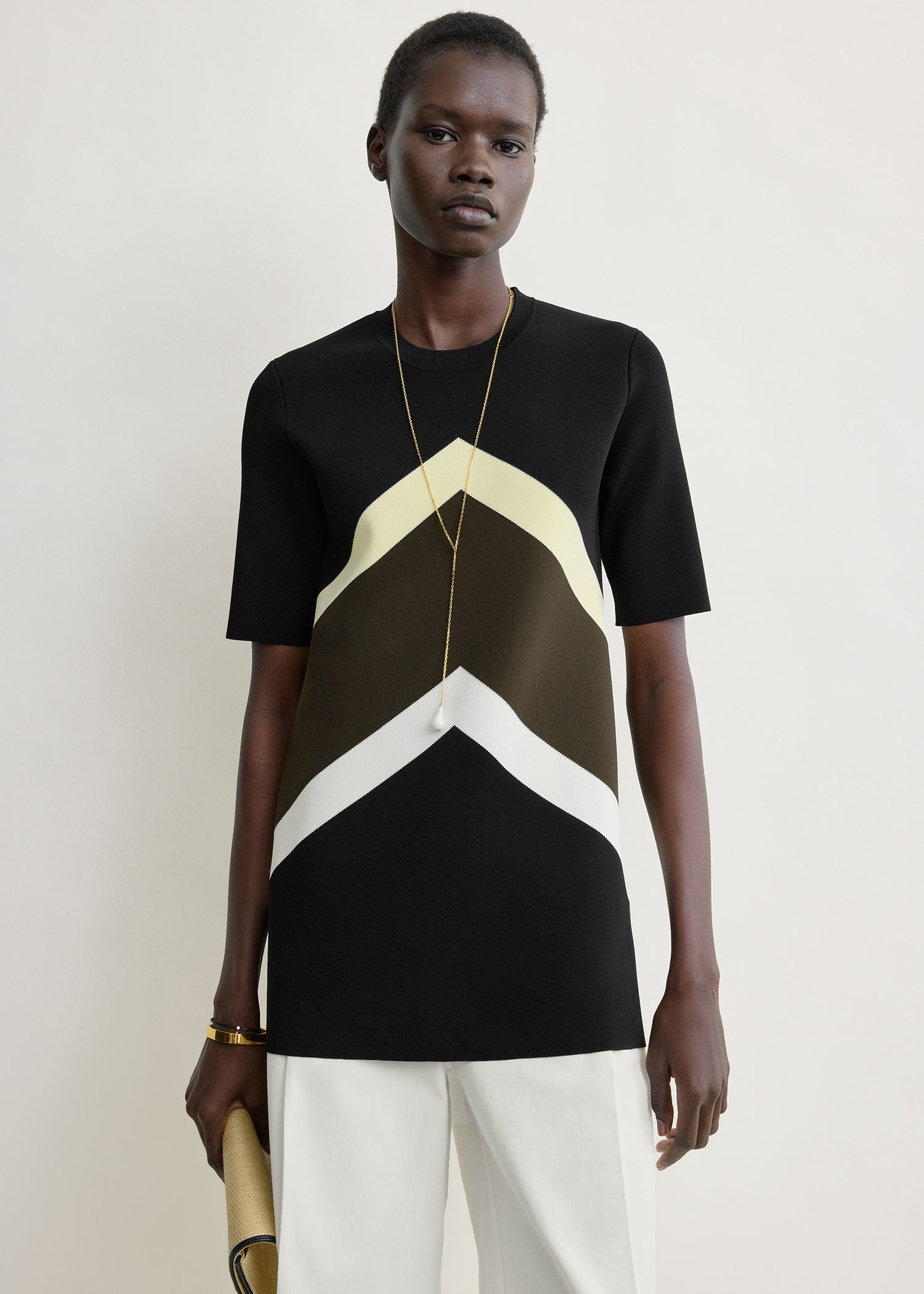 Chevron stripe tee black/green