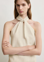 Twist halter top ecru
