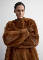 Silky shearling coat ginger